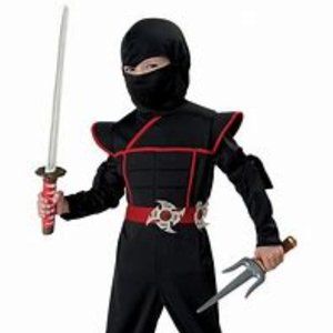 Stealth Ninja Costume Child 4-6 NWT Complete Outfit Unisex Dress Up Halloween